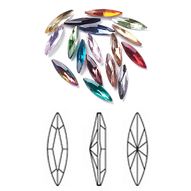Imitación cristal austriaco de diamantes de imitación, Grado A, puntiagudo espalda y dorso plateado, ojo del caballo