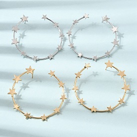 Brass Stud Earrings for Women, Star