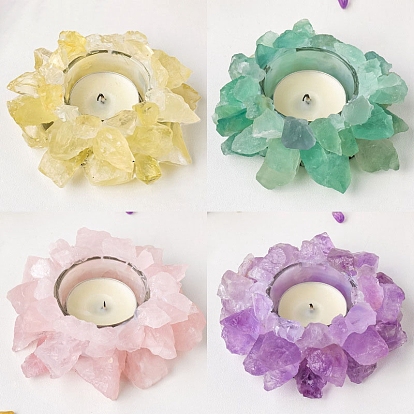 Natural Raw Gemstone Candle Holders, for Fragrance Diffuser, Reiki Energy Stone Display Decoration