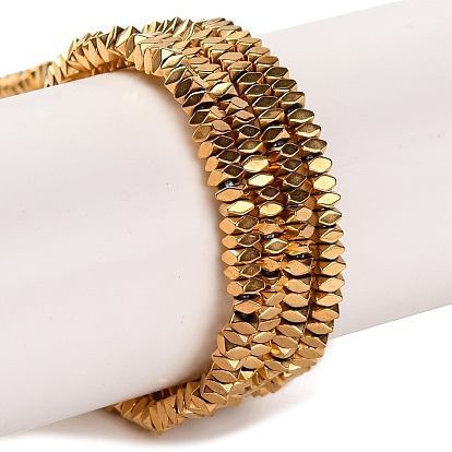 Гальванические нити из синтетических немагнитных гематитовых бусин, реальный 24 k позолоченный, квадратный