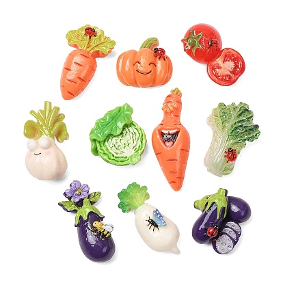 Opaque Resin Imitation Vegetable Cabochons, Mixed Shapes