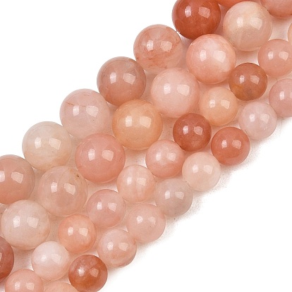 Dyed Natural Pink Jade Beads Strands, Smooth Round