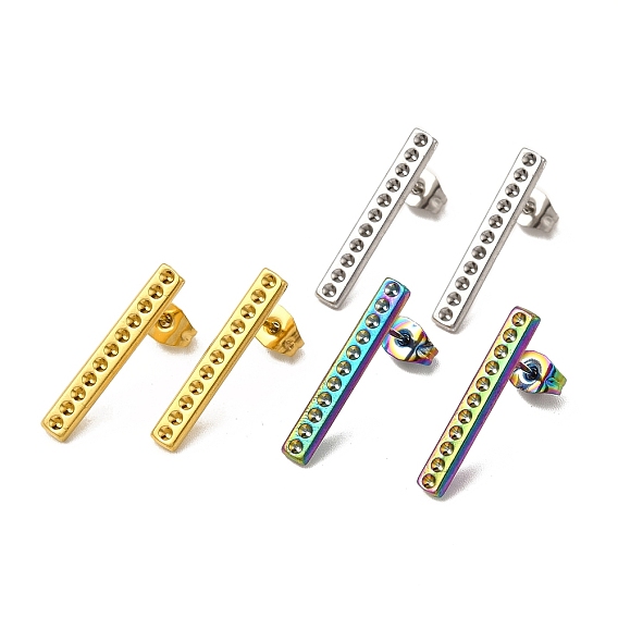 304 Stainless Steel Stud Earring Findings, Rhinestone Settings, Rectangle