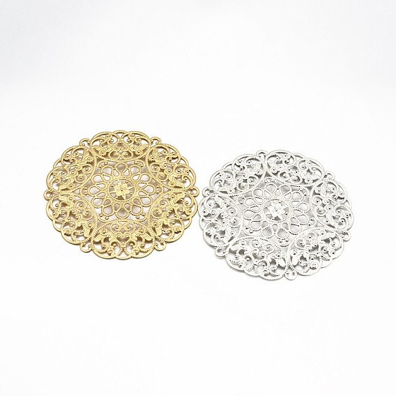 Messing große Blume filigran Zubehör, cadmiumfrei und bleifrei, 69x1 mm, Bohrung: 3 mm