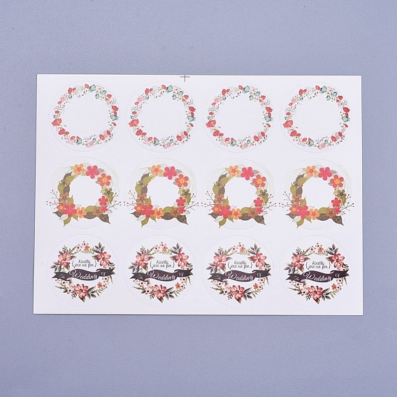Diy Dichtungsaufkleber, Etikett Paster Bild Aufkleber, für Geschenk-Verpackung, Flachrund, Girlandenmuster