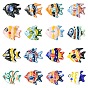 16Pcs 16 Styles Handmade Porcelain Beads, Fish, Famille Rose Porcelain