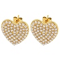 Серьги-гвоздики в форме сердца из латуни, пластиковые серьги с искусственным жемчугом для женщин