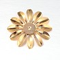 Multi-Petal Flower Iron Bead Caps, 37x2mm, Hole: 2mm