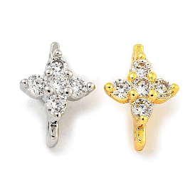 Brass Cubic Zirconia Beads, Long-Lasting Plated, Lead Free & Cadmium Free, Star