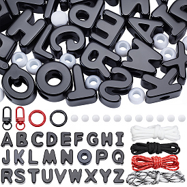 DIY Keychain Making Kits, including Letter Acrylic European Beads, Polyester & Spandex Cord Ropes and Alloy Clasps