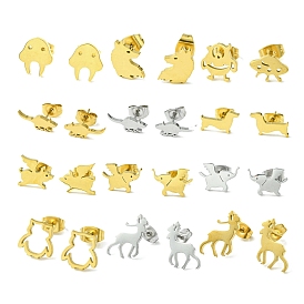 Cute Little Animal Theme 304 Stainless Steel Stud Earrings