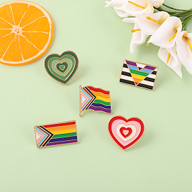 Rainbow Flag Heart-Shaped Metal Badge: Fashionable and Versatile Jewelry Collection