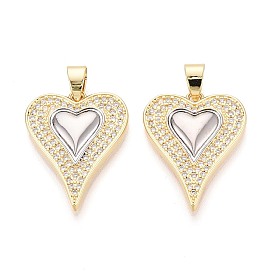 Подвески из латуни с микро-паве ко Дню святого Валентина, прозрачные циркониевые подвески, сердце прелести