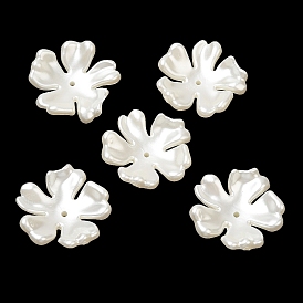 ABS Plastic Imitation Pearl Bead Caps, 5-Petal Flower