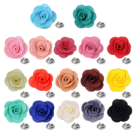 17шт. броши-цветы из ткани, с железными контактами