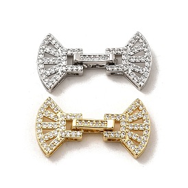 Застежки для часов из латуни с микропаве из прозрачного кубического циркония, долговечный, без кадмия и без свинца, вентилятор