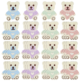 40 шт. 4 цвета полиэстеровые нитки для вышивки приклеиваемые/пришиваемые заплатки, аппликации из ткани, медведь