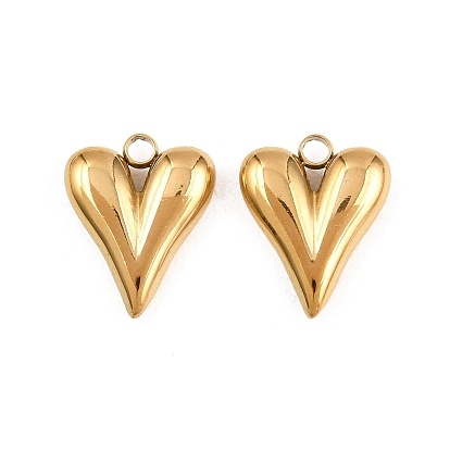 304 Stainless Steel Pendants, Heart Charm, Ion Plating(IP)