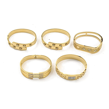 304 женские браслеты с полыми шарнирами из нержавеющей стали и стразами