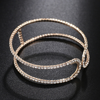 Double-layer diamond-studded steel wire bracelet with claw chain - Jewelry Supply B272.