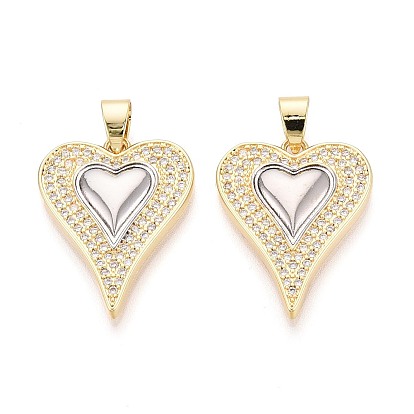 Подвески из латуни с микро-паве ко Дню святого Валентина, прозрачные циркониевые подвески, сердце прелести