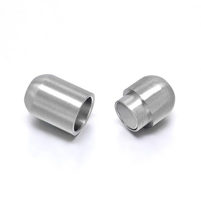 Barrel 304 Stainless Steel Magnetic Clasps with Glue-in Ends, Matte