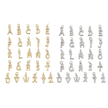 Латунные микропаве прозрачные кубические циркониевые подвески, письмо амулеты, с целью перехода в кольце, стойки покрытие, долговечный, без свинца и без кадмия