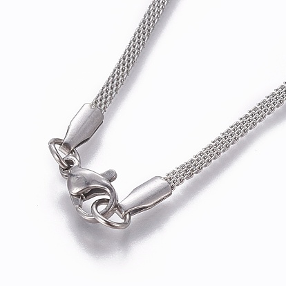 304 Stainless Steel Mesh Chain Necklaces, with Lobster Claw Clasps