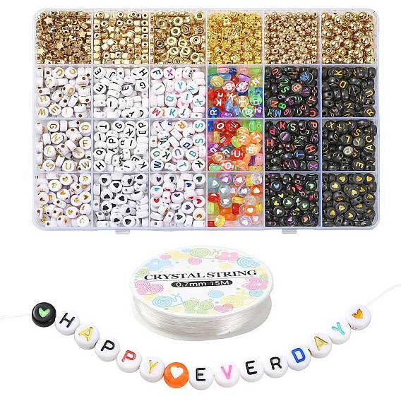 Набор для изготовления ожерелья из акрила и пластика со звездами, цветами и буквами своими руками, эластичный браслет из бисера, комплект ювелирных изделий