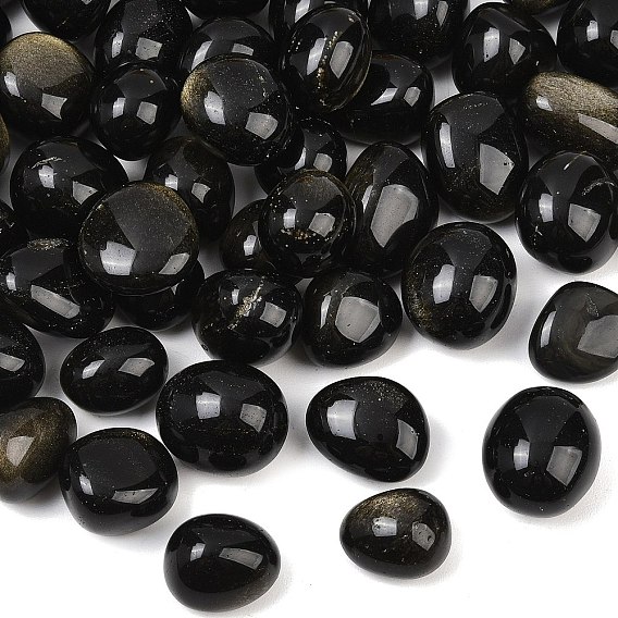 Perles d'obsidienne de brillance dorée naturelle, pierre tombée, nuggets, pas de trous / non percés, Pierres précieuses pour remplir les vases/non percées, gemmes de remplissage de vase