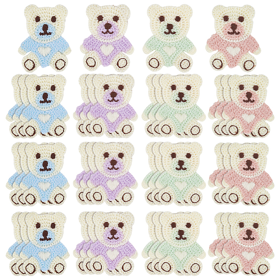 40 шт. 4 цвета полиэстеровые нитки для вышивки приклеиваемые/пришиваемые заплатки, аппликации из ткани, медведь