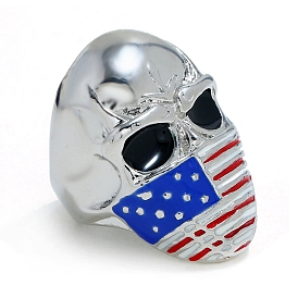 Skull with National Flag Alloy Finger Ring for Men Women