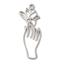 201 Stainless Steel Pendants, Flower with Hand