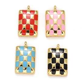 Подвески из латуни с эмалью в стойку, долговечный, реальный 18 k позолоченный, без свинца и без кадмия, прямоугольные