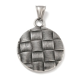 304 Stainless Steel Pendants, Flat Round Charm