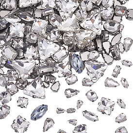 170шт 17 стили пришить стразы, многожильных ссылки, стекло горный хрусталь, с латунными зубцами в платиновых тонах, аксессуары для одежды, граненые, разнообразные