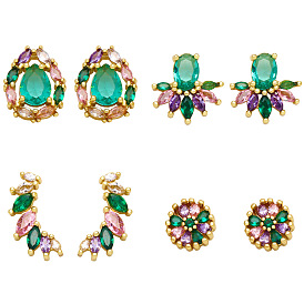 Colorful Zircon Earrings - Vintage, Minimalist and Unique Ear Studs for Women