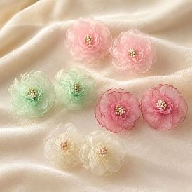 Серьги-гвоздики из шифона и пластика для женщин, цветок