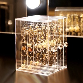Прямоугольный вертикальный ящик, прозрачный пластиковый органайзер для ювелирных изделий, подвесная шкатулка для драгоценностей с бархатными ящиками, для серьги, Ожерелье, кольцо, хранение браслета