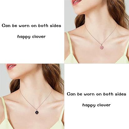 Four Leaf Clover Pendant Necklace Sterling 925 Silver Lucky Four Leaf Clover Necklace Adjustable Temperature-sensitive Color Changing Pendant Necklaces Jewelry Gift for Women