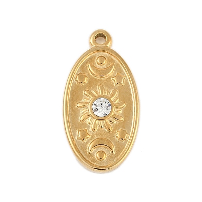 Ионное покрытие (ip) 304 подвески из нержавеющей стали с покрытием из кубического циркония, солнце и звезда и луна