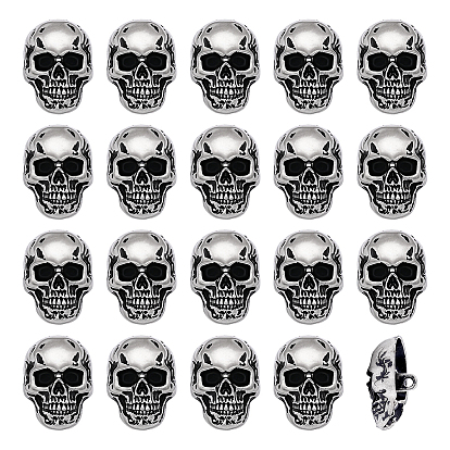 20Pcs Alloy Buttons, Skull, 1-Hole