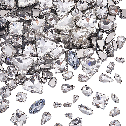 170шт 17 стили пришить стразы, многожильных ссылки, стекло горный хрусталь, с латунными зубцами в платиновых тонах, аксессуары для одежды, граненые, разнообразные