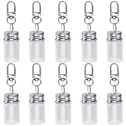 10шт. брелки в виде стеклянных бутылок, с железными застежками и пробкой