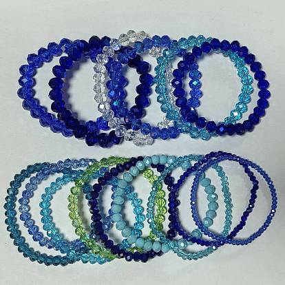 15 pcs 15 styles ensembles de bracelets extensibles en perles de verre, bracelets empilables pour femmes