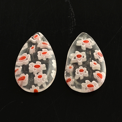 Handmade Millefiori Glass Pendants, Drop, 20x12x3mm, Hole: 1mm