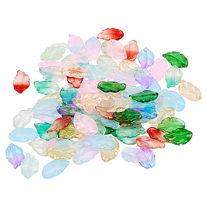 Transparent Spray Painted Glass Pendants, Leaf