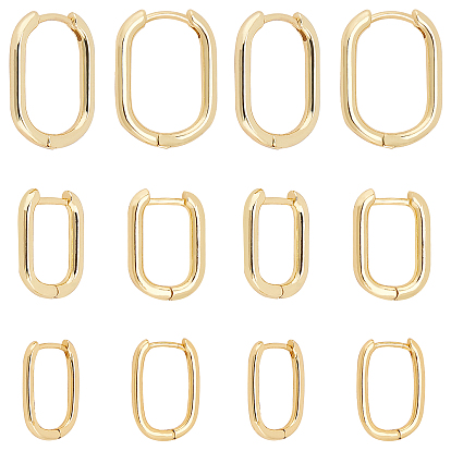 6 Pais 3 Style Oval Brass Huggie Hoop Earrings for Girl Women