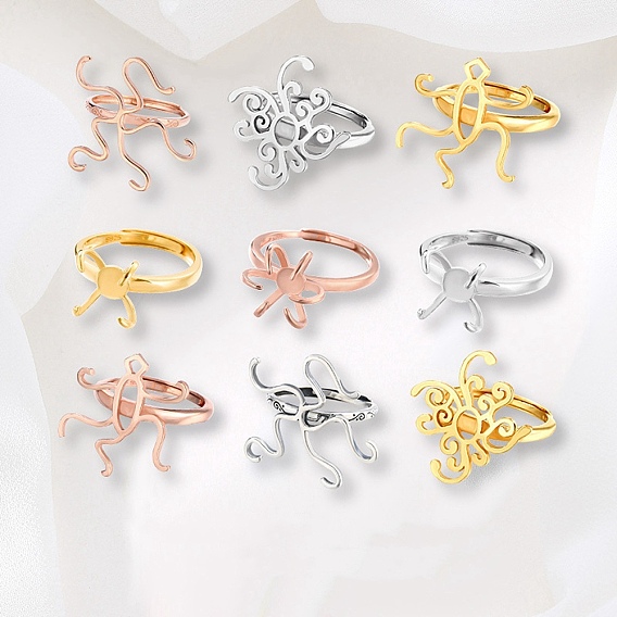 Регулируемый 925 серебряное кольцо регулируемое кольцо фурнитура, помолвочное кольцо-солитер с закрепкой