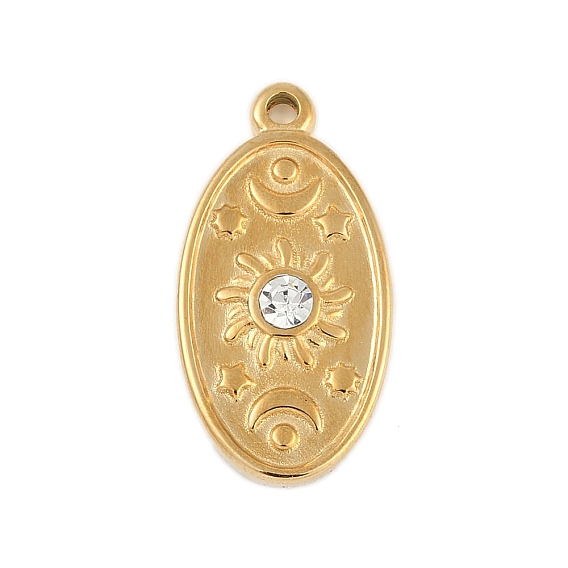 Ионное покрытие (ip) 304 подвески из нержавеющей стали с покрытием из кубического циркония, солнце и звезда и луна